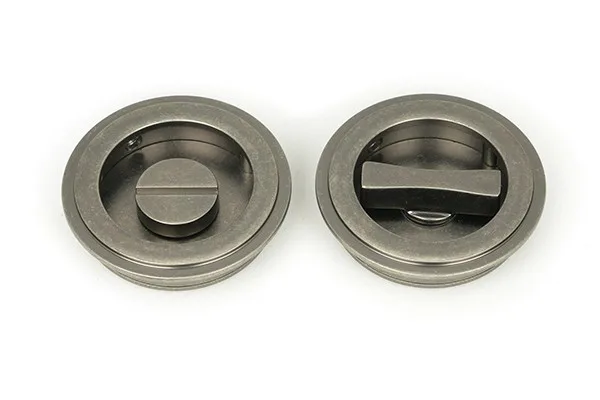 From The Anvil Pewter 60mm Art Deco Round Pull Privacy Set