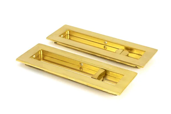 From The Anvil Polished Brass 175mm Plain Rectangular Pull Privacy Set