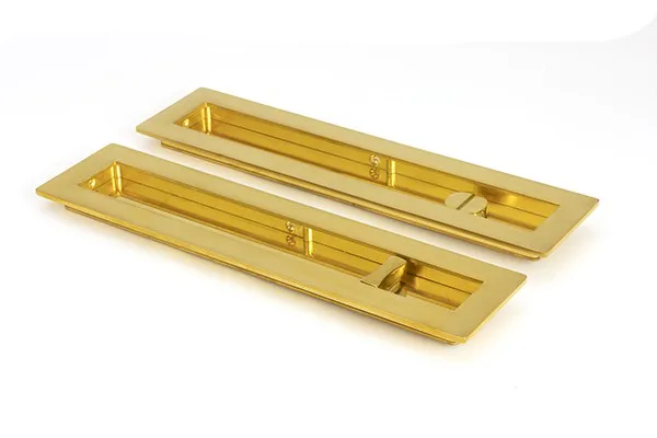 From The Anvil Polished Brass 250mm Plain Rectangular Pull Privacy Set