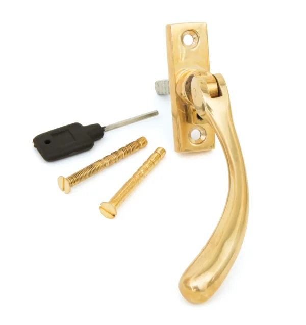 From The Anvil Polished Brass Slim Peardrop Espag Fastener Left Hand