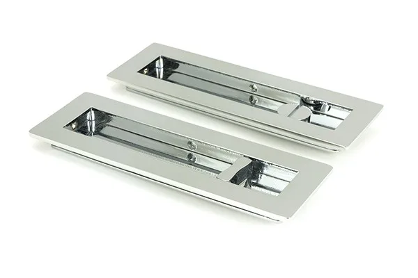 From The Anvil Polished Chrome 175mm Plain Rectangular Pull Privacy Set
