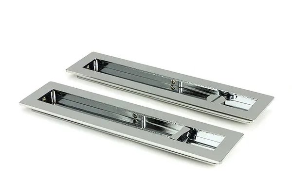 From The Anvil Polished Chrome 175mm Plain Rectangular Pull Privacy Set