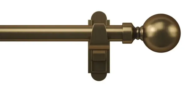 Rothley 1219mm Curtain Pole Kit Solid Orb Finial 2 Brackets Antique Brass