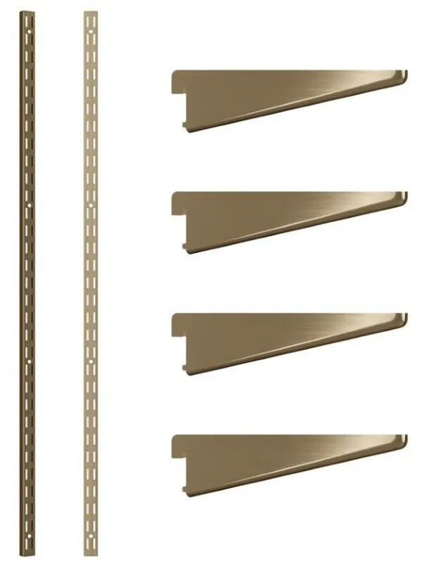 Rothley Twin Slot Shelving Kit 1219mm Upright 120mm Brackets Antique Brass