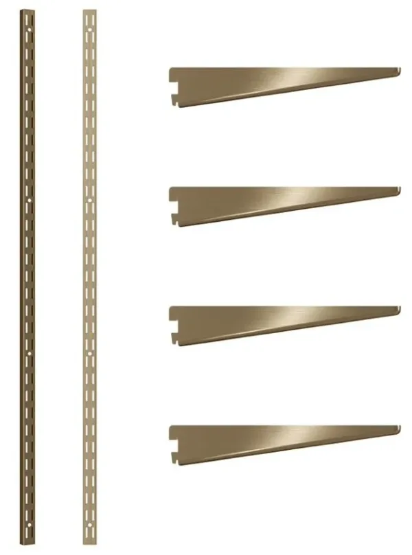 Rothley Twin Slot Shelving Kit 1219mm Upright 216mm Brackets Antique Brass
