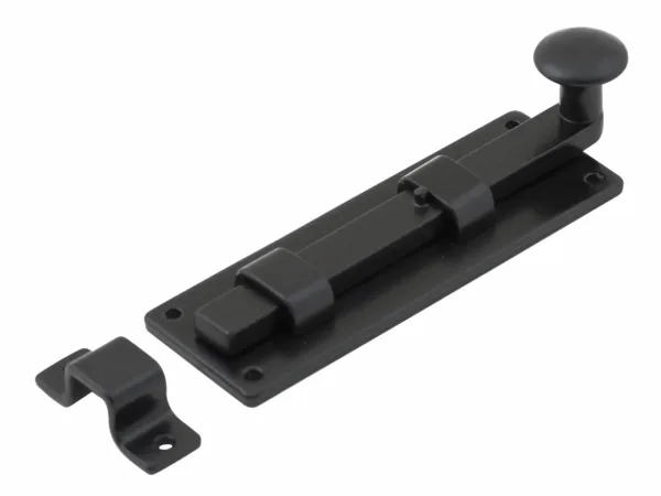 Stonebridge FB123 6" Straight Knob Bolt Armor-Coat® Flat Black