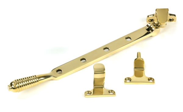 From The Anvil 10" Reeded Steel Window Stay Polished Brass